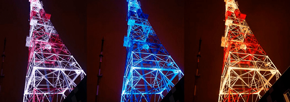 Три световых сценария для подсветки башни